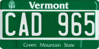 VT license plate CAD965