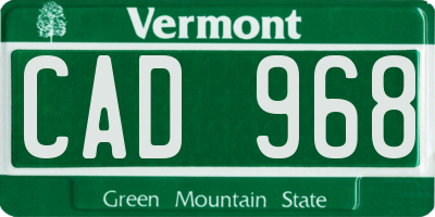 VT license plate CAD968