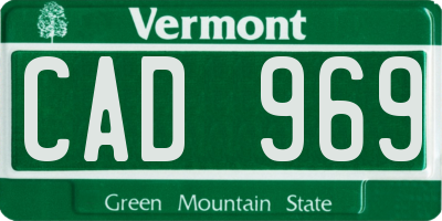 VT license plate CAD969
