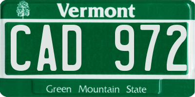 VT license plate CAD972