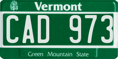 VT license plate CAD973