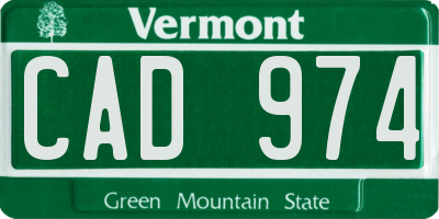 VT license plate CAD974