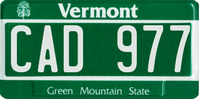 VT license plate CAD977
