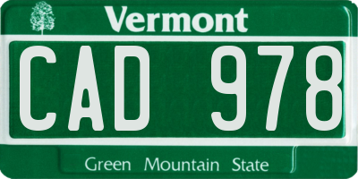 VT license plate CAD978