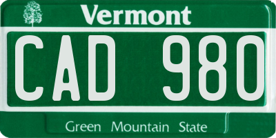 VT license plate CAD980