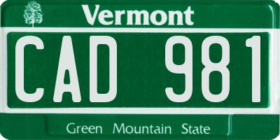 VT license plate CAD981