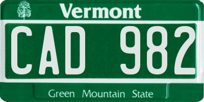 VT license plate CAD982