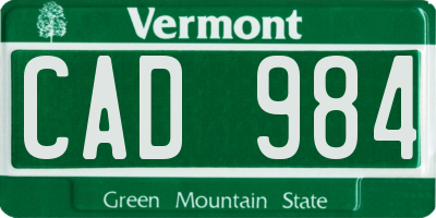 VT license plate CAD984