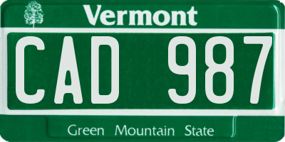 VT license plate CAD987