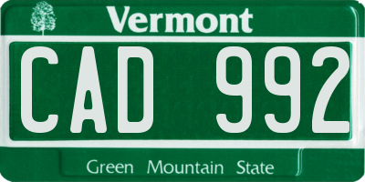 VT license plate CAD992