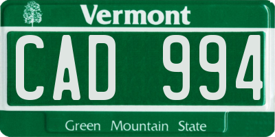 VT license plate CAD994