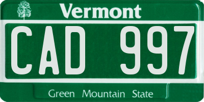 VT license plate CAD997