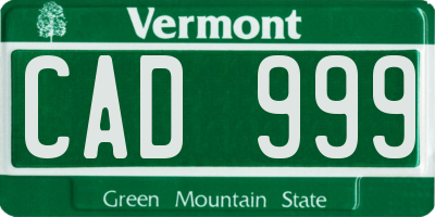 VT license plate CAD999
