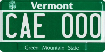 VT license plate CAE000