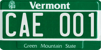 VT license plate CAE001