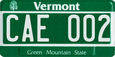 VT license plate CAE002