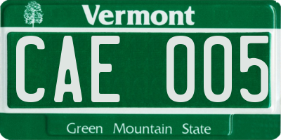 VT license plate CAE005