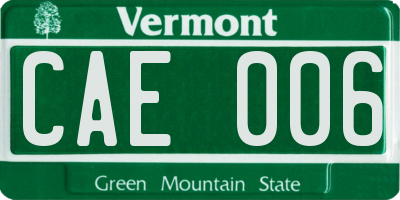 VT license plate CAE006