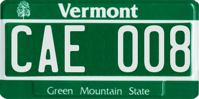 VT license plate CAE008