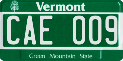 VT license plate CAE009
