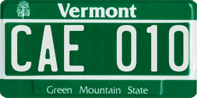 VT license plate CAE010
