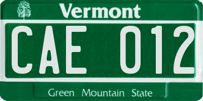 VT license plate CAE012