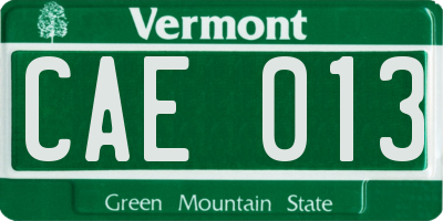 VT license plate CAE013