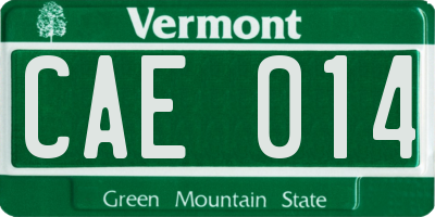 VT license plate CAE014