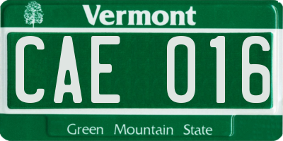 VT license plate CAE016