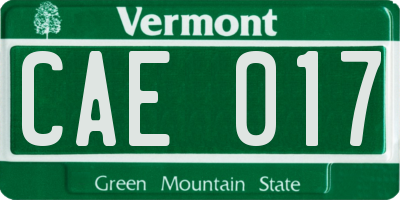 VT license plate CAE017