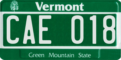 VT license plate CAE018