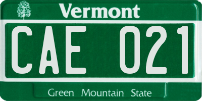 VT license plate CAE021