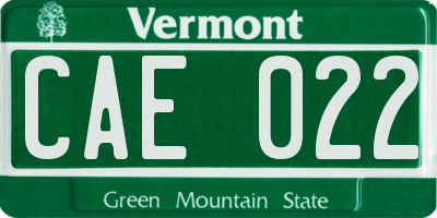 VT license plate CAE022