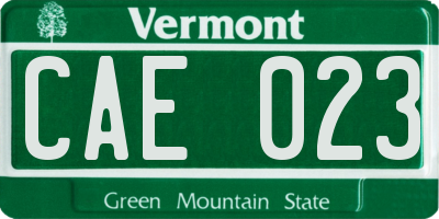 VT license plate CAE023