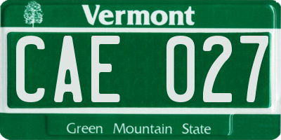 VT license plate CAE027