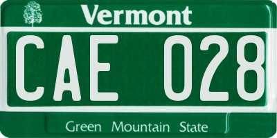 VT license plate CAE028
