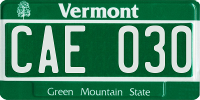 VT license plate CAE030