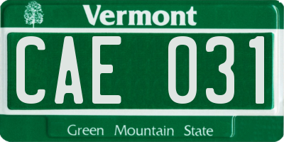 VT license plate CAE031