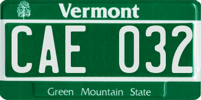 VT license plate CAE032
