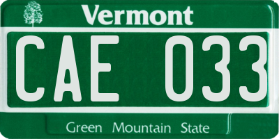 VT license plate CAE033