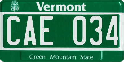 VT license plate CAE034