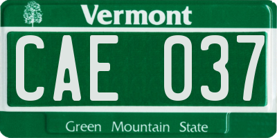VT license plate CAE037