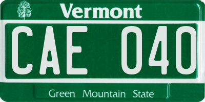 VT license plate CAE040