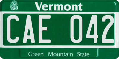 VT license plate CAE042