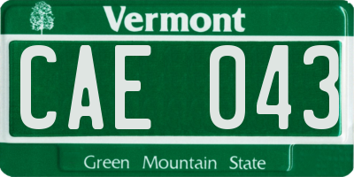 VT license plate CAE043