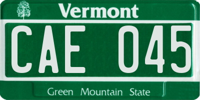 VT license plate CAE045