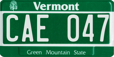 VT license plate CAE047