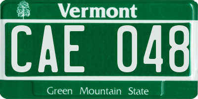 VT license plate CAE048