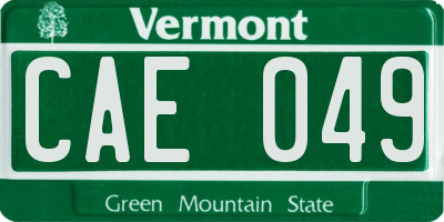 VT license plate CAE049