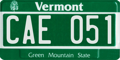 VT license plate CAE051